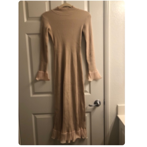 COPY - Flounce Sleeve Ribbed Knit Sweater Dress - Picture 3 of 4